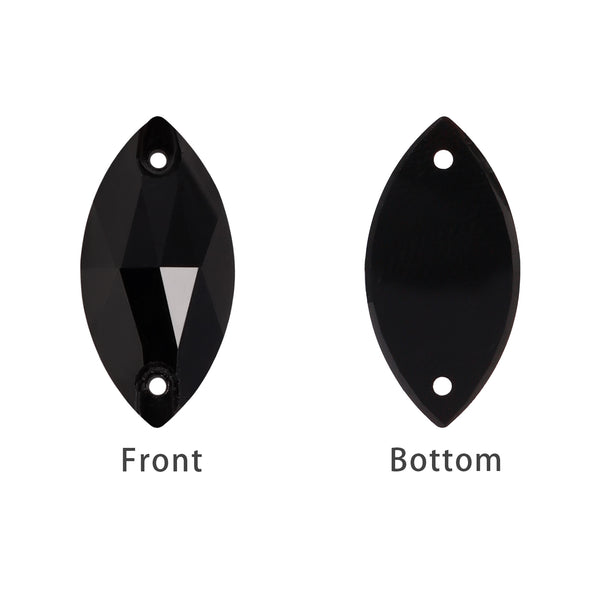 Mixed Sizes Jet Navette Shape High Quality Glass Sew-on Rhinestones WholesaleRhinestone