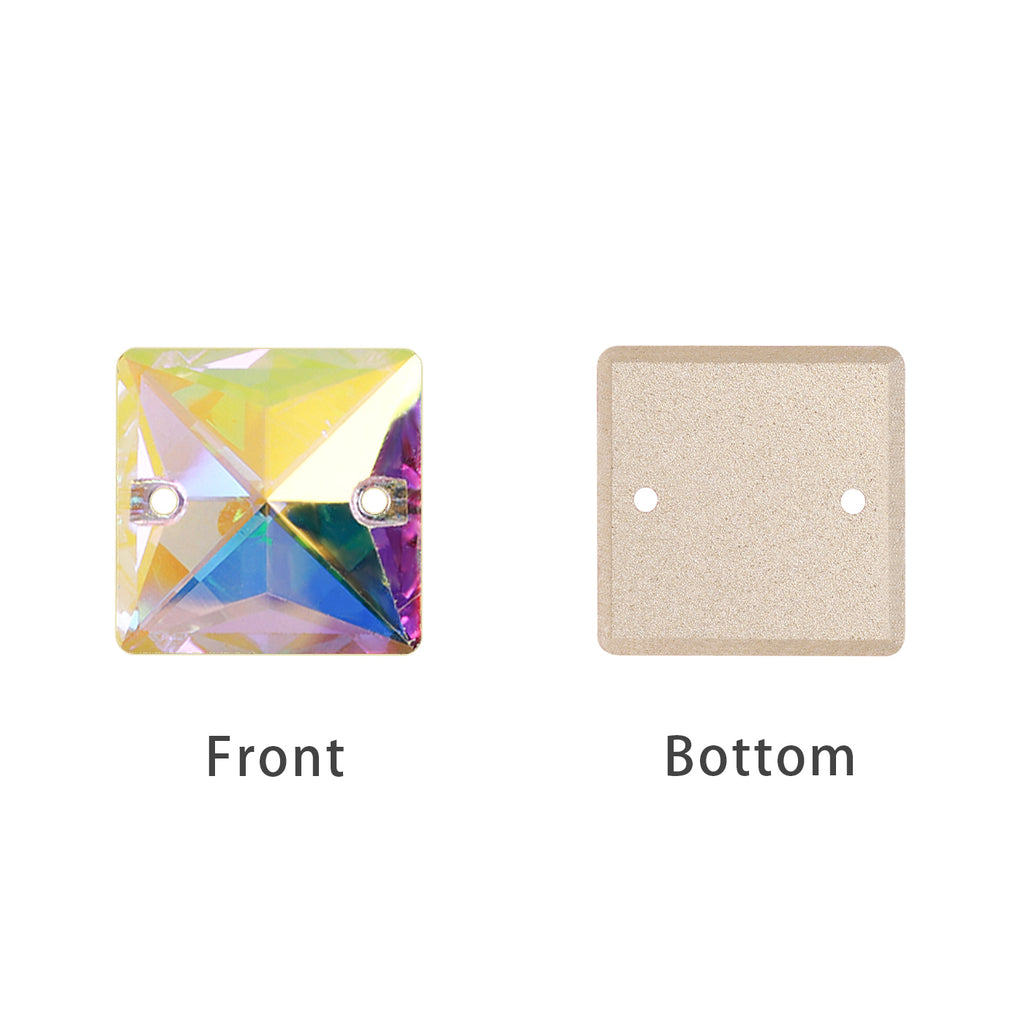 Mixed Sizes Crystal AB Square Shape High Quality Glass Sew-on Rhinestones WholesaleRhinestone