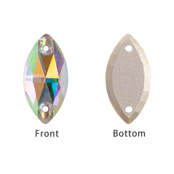Mixed Sizes Crystal AB Navette Shape High Quality Glass Sew-on Rhinestones WholesaleRhinestone