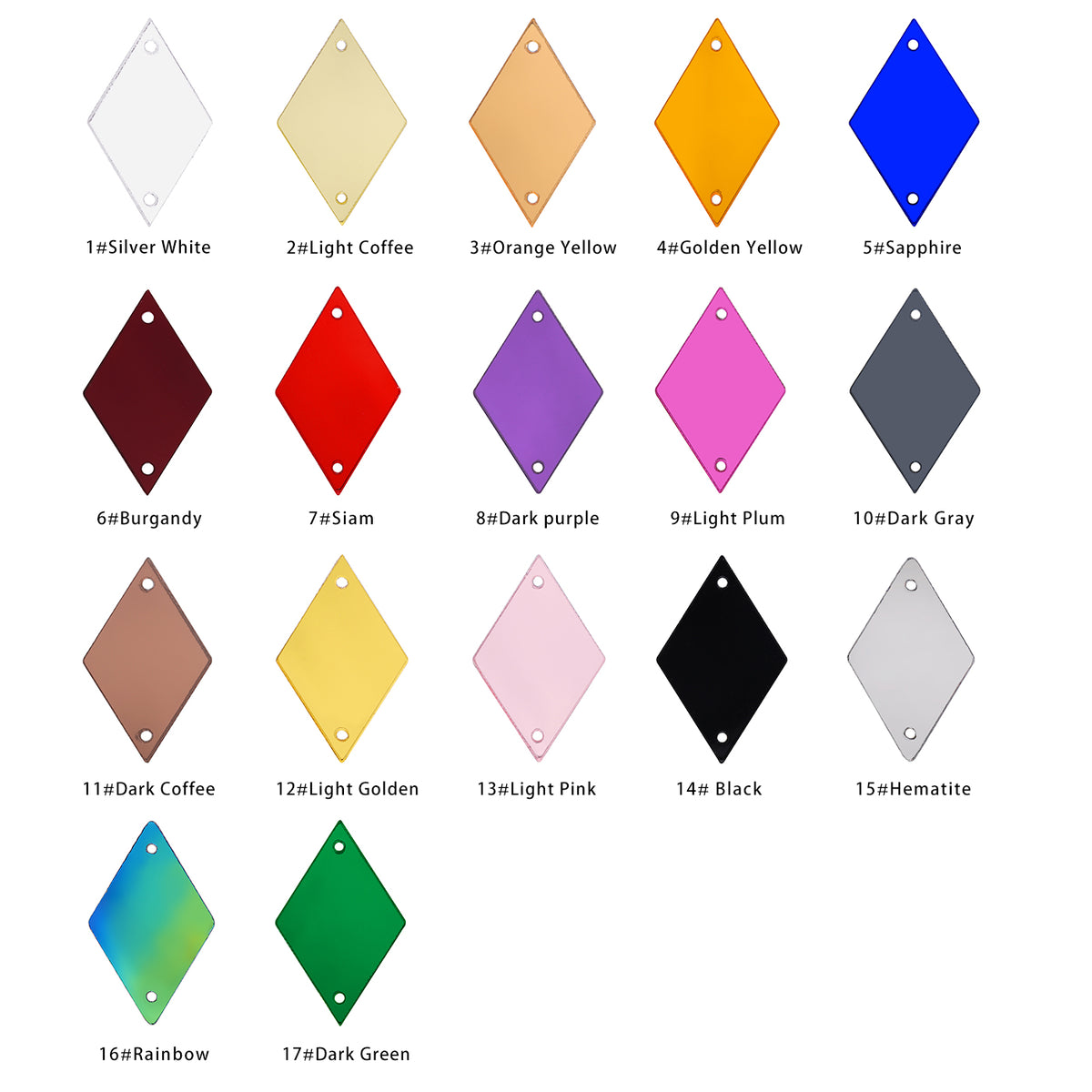 Rhombus Shape Multi Colors Acrylic Sew-on Mirror For Dance Costume