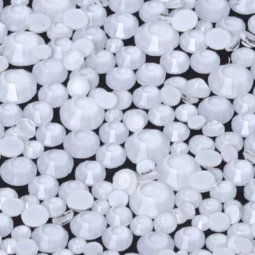 Mixed Sizes Mocha Neon White Glass Flat Back Rhinestones For Nail Art WholesaleRhinestone