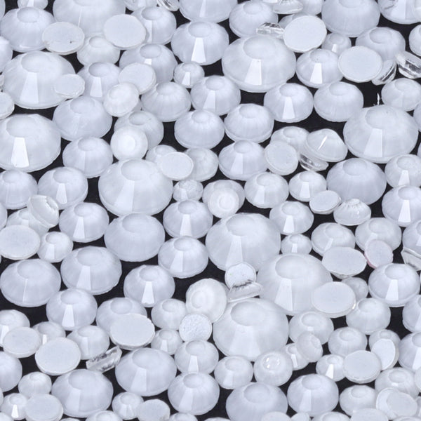 Mixed Sizes Mocha Neon White Glass Flat Back Rhinestones For Nail Art WholesaleRhinestone