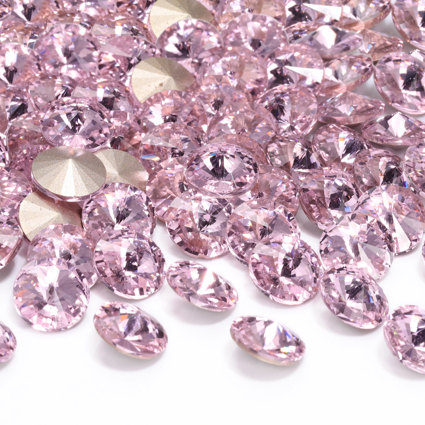Forma de rivoli de rosa ligera de vidrio de alta calidad puntiagudo de rehinestones elegantes Imagen secundaria del producto