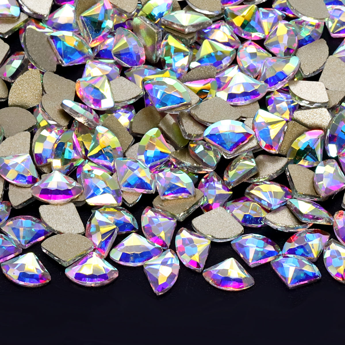 Sector Shape Crystal AB Flat Back Fancy Rhinestones