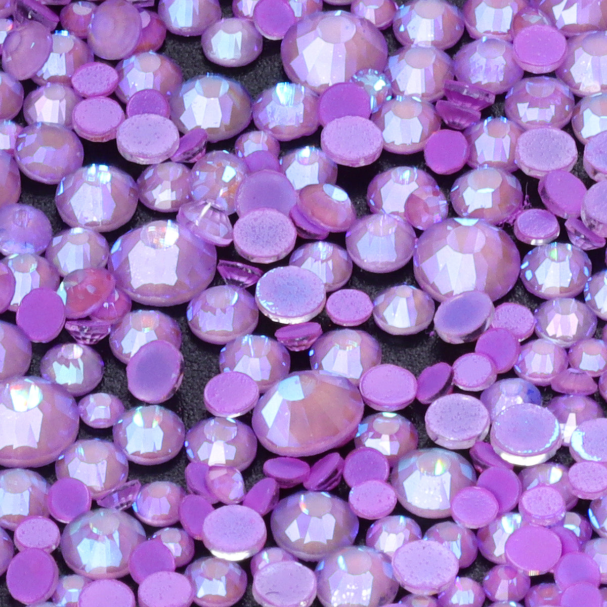 Mixed Sizes Mocha Shimmer Lt Purple Glass Flat Back Rhinestones For Nail Art