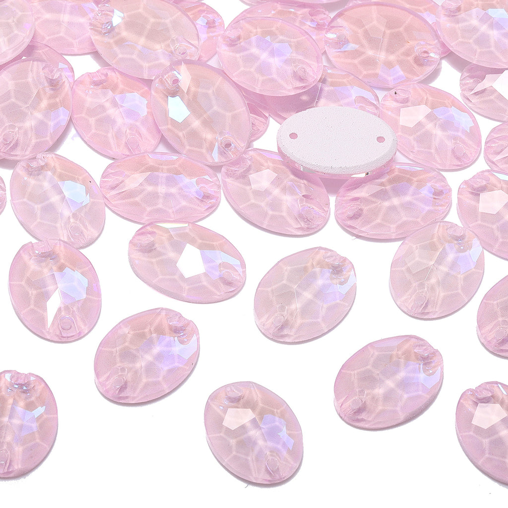 Electric Neon Light Rose Oval Shape High Quality Glass Sew-on Rhinestones WholesaleRhinestone