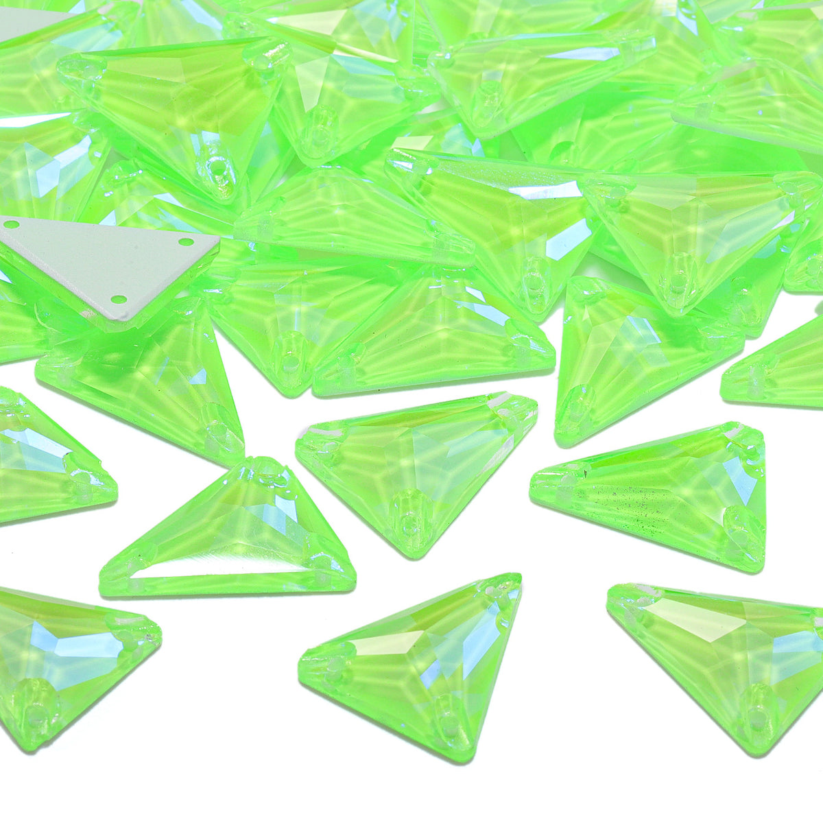 Electric Neon Peridot Slim Triangle Shape High Quality Glass Sew-on Rhinestones WholesaleRhinestone