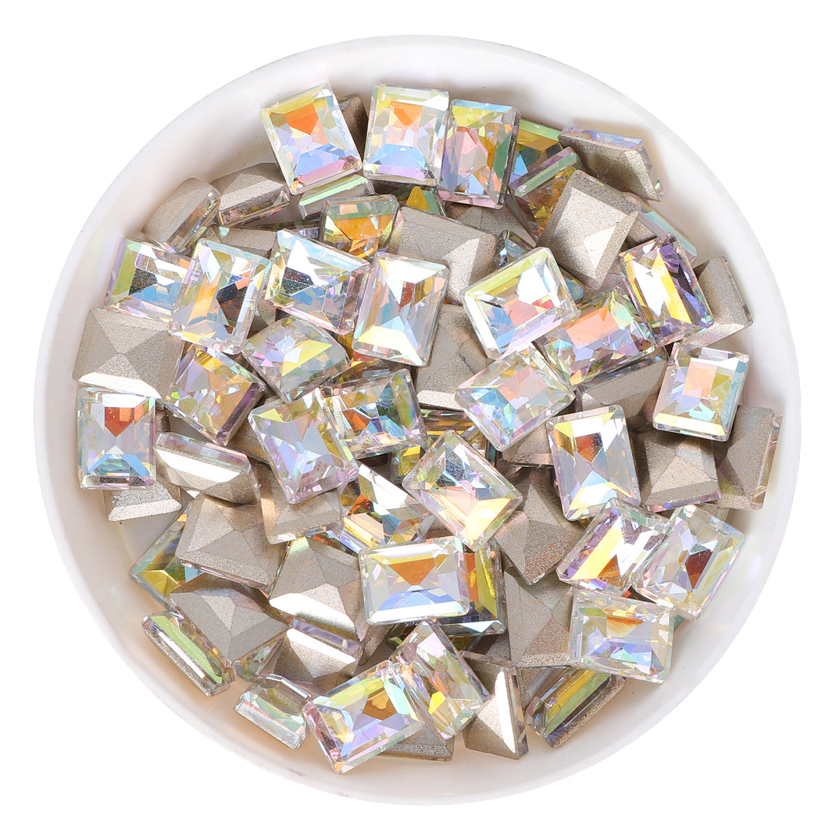 Cognac White Rectangle Shape Glass Pointed Back Fancy Rhinestones WholesaleRhinestone Main image