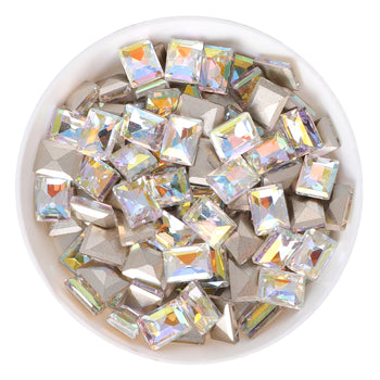 Cognac White Rectangle Shape Glass Pointed Back Fancy Rhinestones WholesaleRhinestone