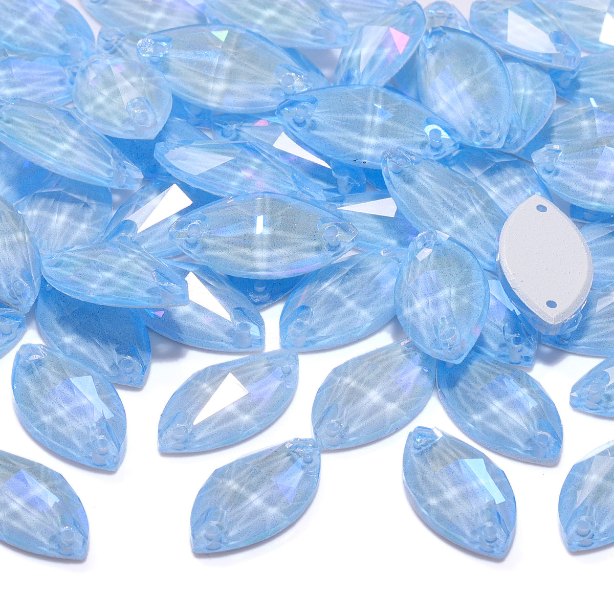 Electric Neon Light Blue Navette Shape High Quality Glass Sew-on Rhinestones WholesaleRhinestone