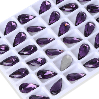 Amethyst Teardrop Shape High Quality Glass Pointed Back Fancy Rhinestones WholesaleRhinestone