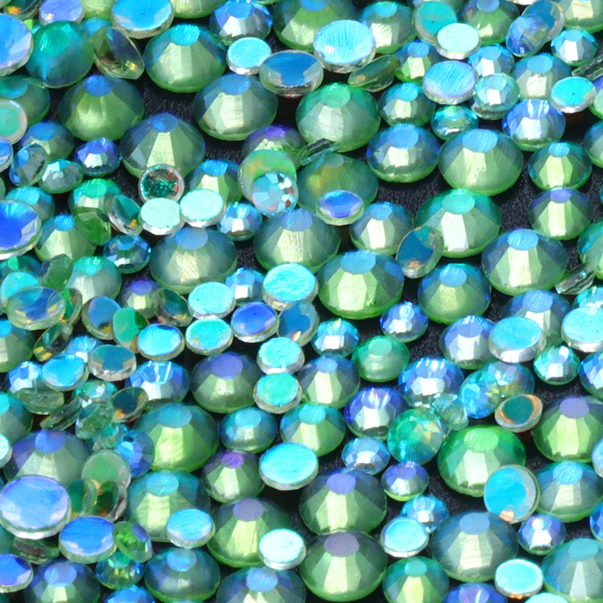 Mixed Sizes Aurora Light Green Glass Flat Back Rhinestones For Nail Art