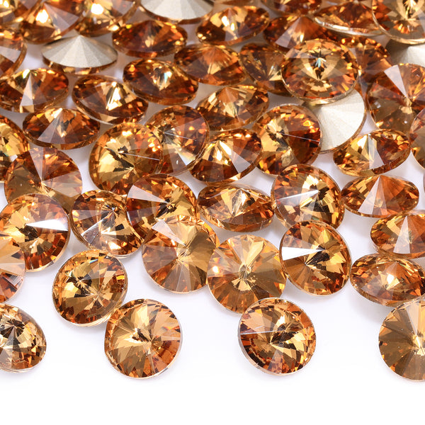 Light Smoked Topaz Rivoli Shape High Quality Glass Pointed Back Fancy Rhinestones WholesaleRhinestone