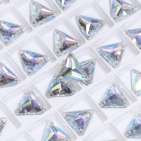 Crystal Transmission Triangle Shape High Quality Glass Sew-on Rhinestones