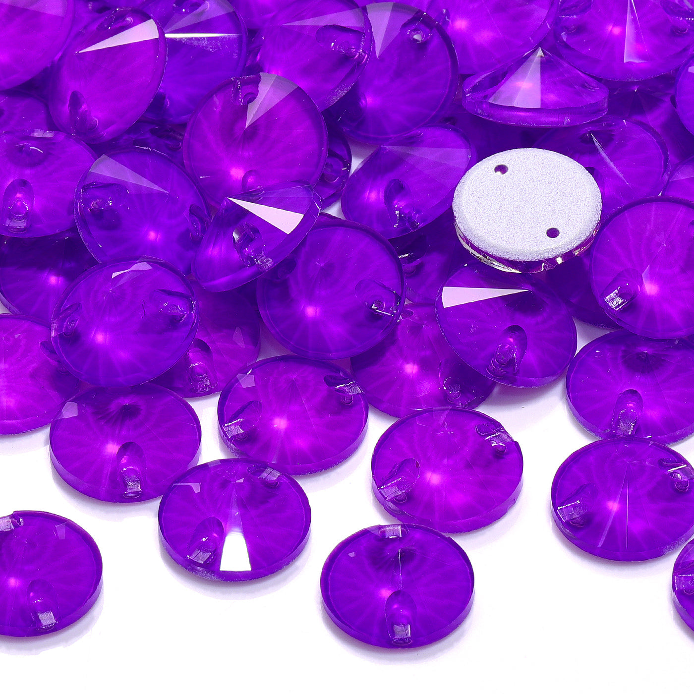 Mocha Neon Violet Rivoli Shape High Quality Glass Sew-on Rhinestones