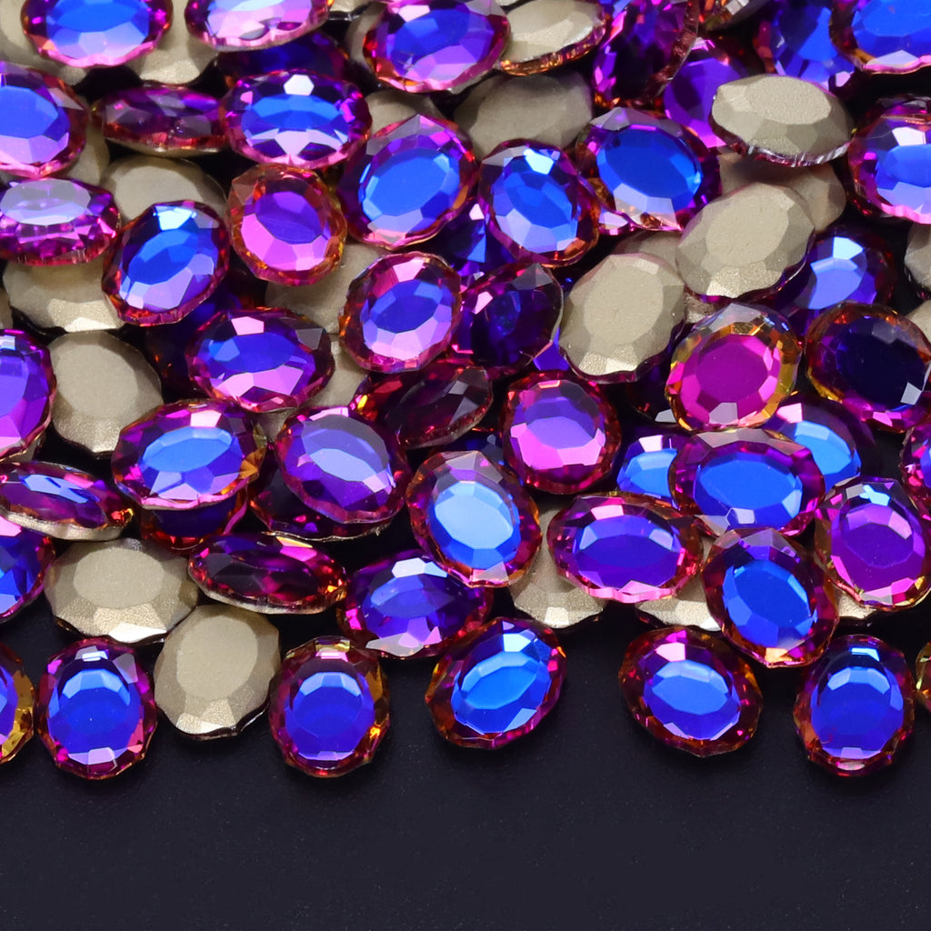 Blue Volcano Magic Mirror Shape Pointed Back Fancy Rhinestones For Nail Art