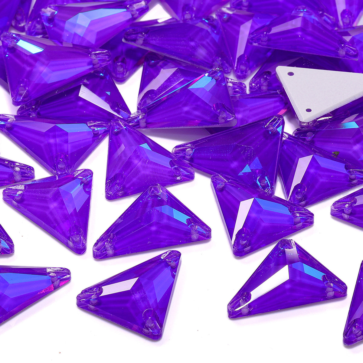 Electric Neon Violet Slim Triangle Shape High Quality Glass Sew-on Rhinestones WholesaleRhinestone