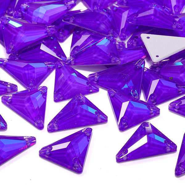 Electric Neon Violet Slim Triangle Shape High Quality Glass Sew-on Rhinestones WholesaleRhinestone