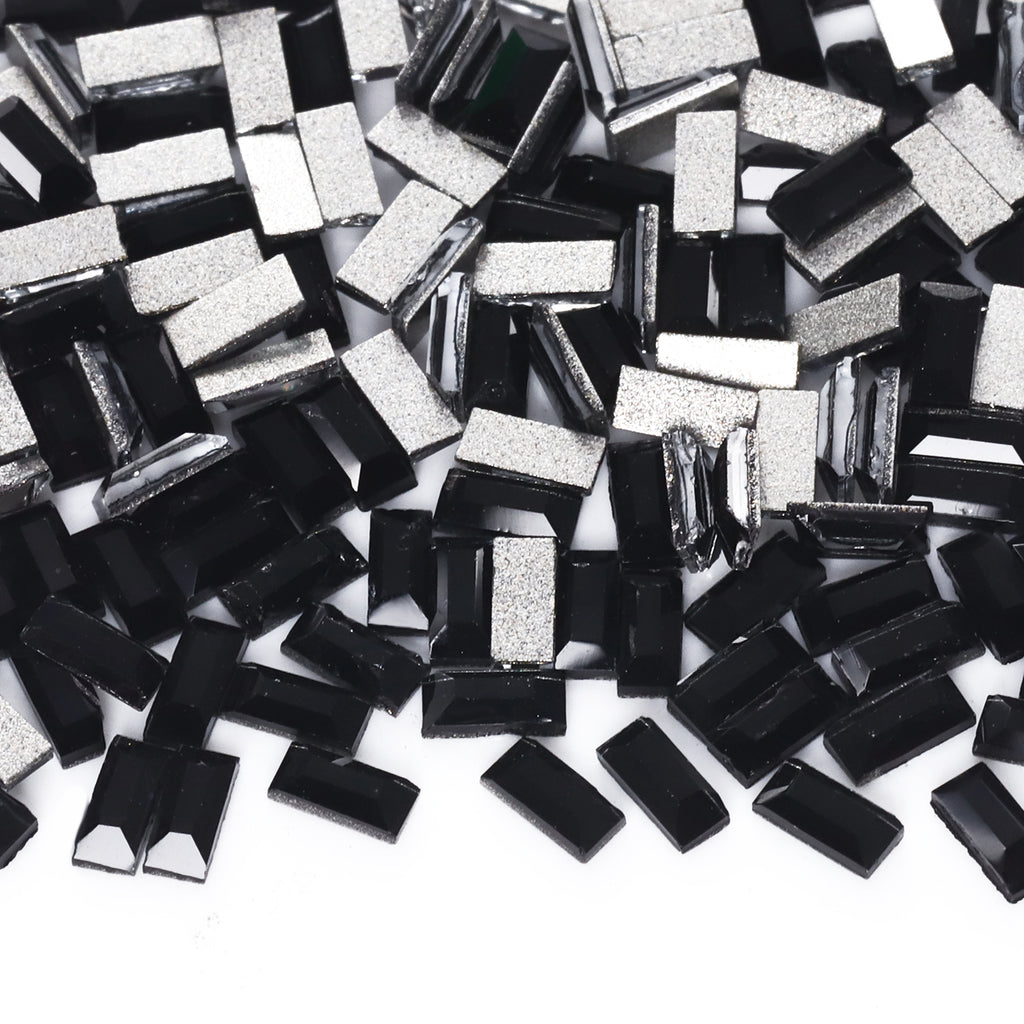 Rectangle Shape Black Flat Back Fancy Rhinestones