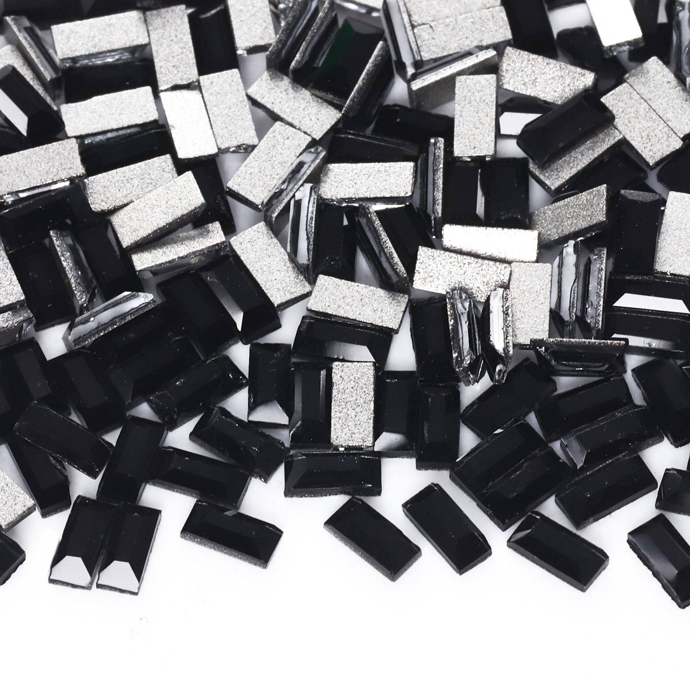 Rectangle Shape Black Flat Back Fancy Rhinestones