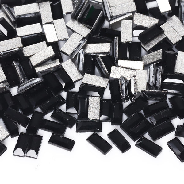 Rectangle Shape Black Flat Back Fancy Rhinestones
