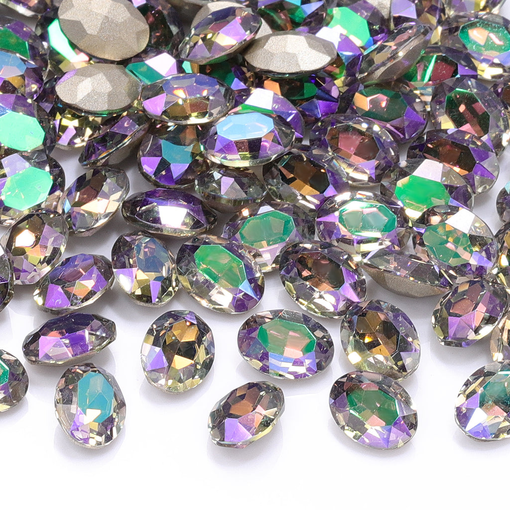 Ghost Light Oval Shape High Quality Glass Pointed Back Fancy Rhinestones