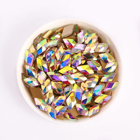 Rhombus Shape Crystal AB Flat Back Fancy Rhinestones