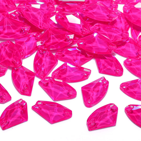 Electric Neon Fuchsia Galactic Shape High Quality Glass Sew-on Rhinestones WholesaleRhinestone