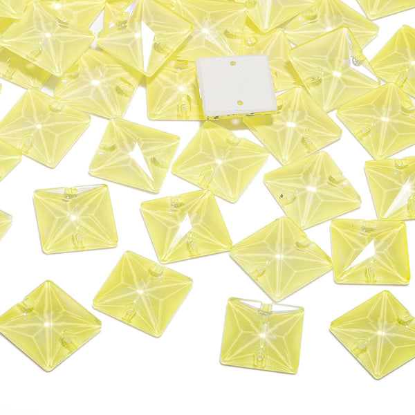 Electric Neon Light Topaz Square Shape High Quality Glass Sew-on Rhinestones