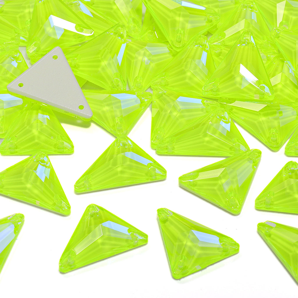 Electric Neon Jonquil Slim Triangle Shape High Quality Glass Sew-on Rhinestones WholesaleRhinestone