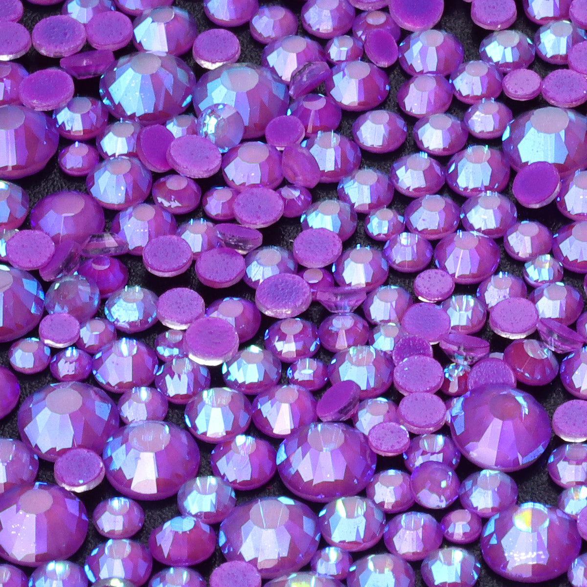 Mixed Sizes Mocha Shimmer Dk Purple Glass Flat Back Rhinestones For Nail Art