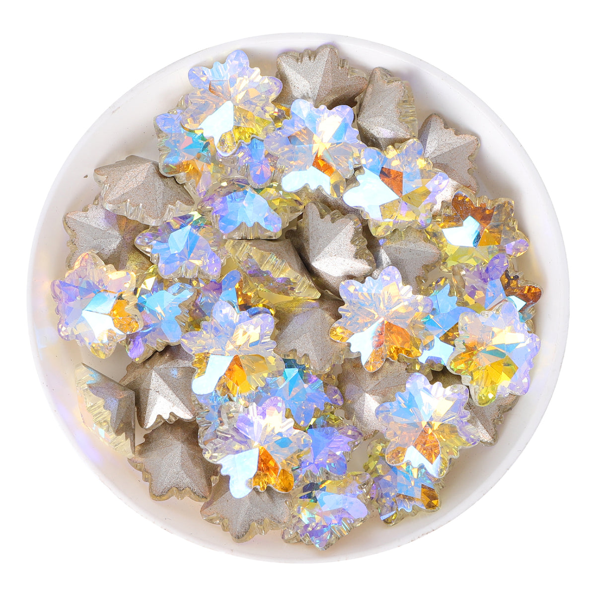 Paradise Shine Snowflake Shape Glass Pointed Back Fancy Rhinestones