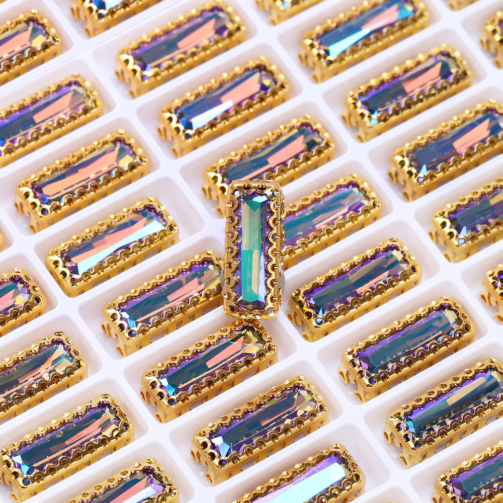 Ghost Light Princess Baguette Shape High-Quality Glass Sew-on Nest Hollow Claw Rhinestones WholesaleRhinestone