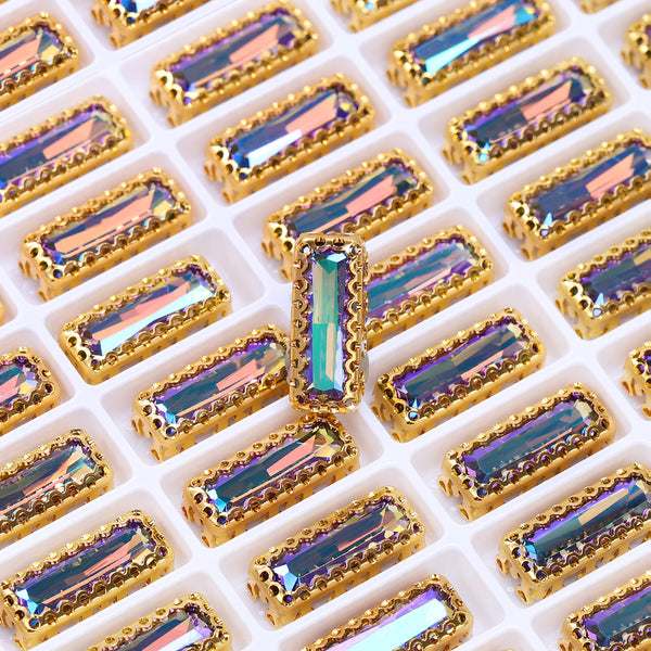 Ghost Light Princess Baguette Shape High-Quality Glass Sew-on Nest Hollow Claw Rhinestones WholesaleRhinestone