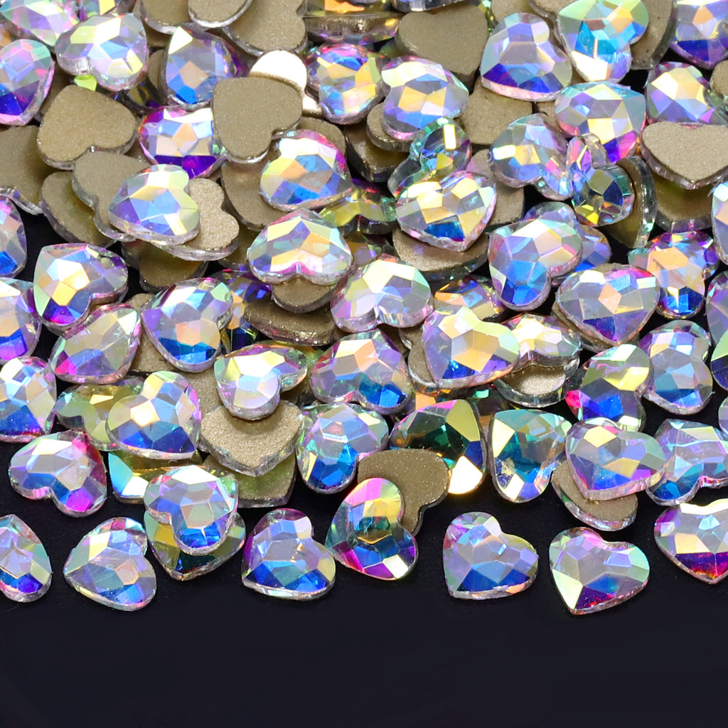 Heart Shape Crystal AB Glass Flat Back Fancy Rhinestones