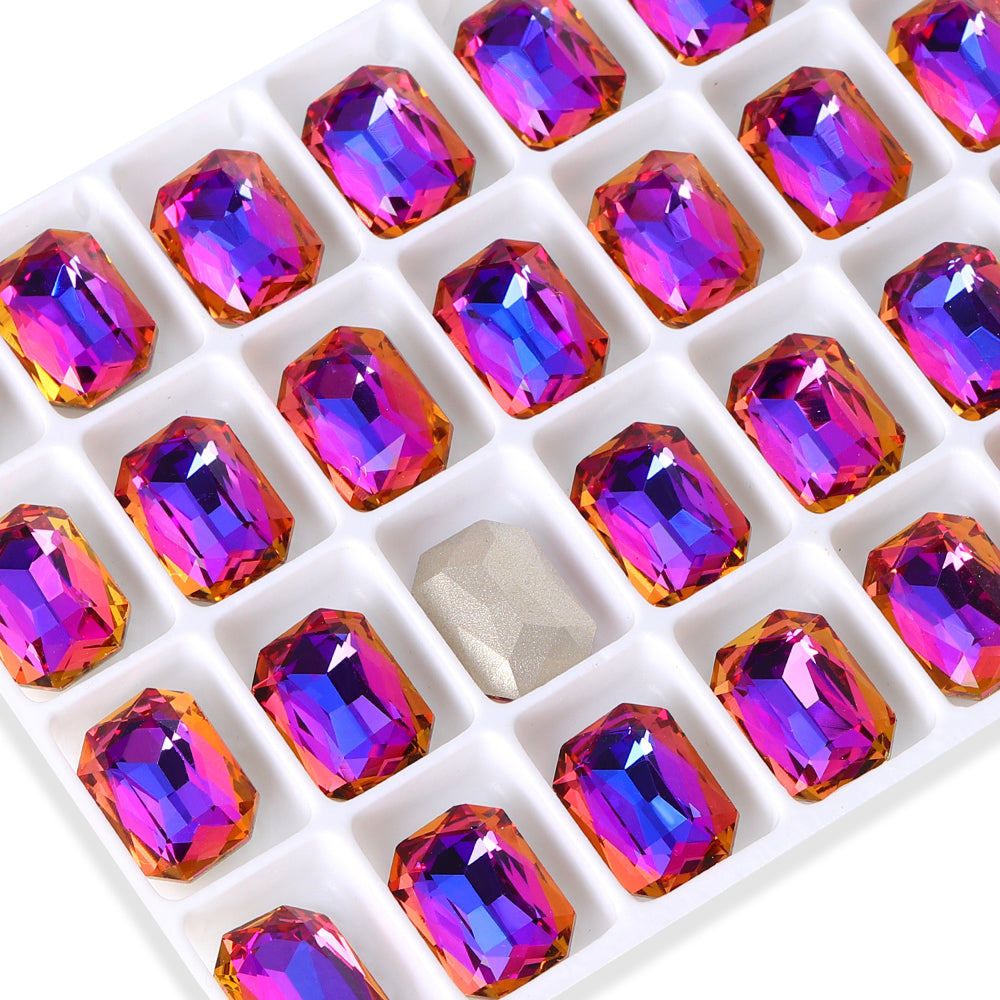 Violet Blue Thin Octagon Shape High Quality Glass Pointed Back Fancy Rhinestones WholesaleRhinestone