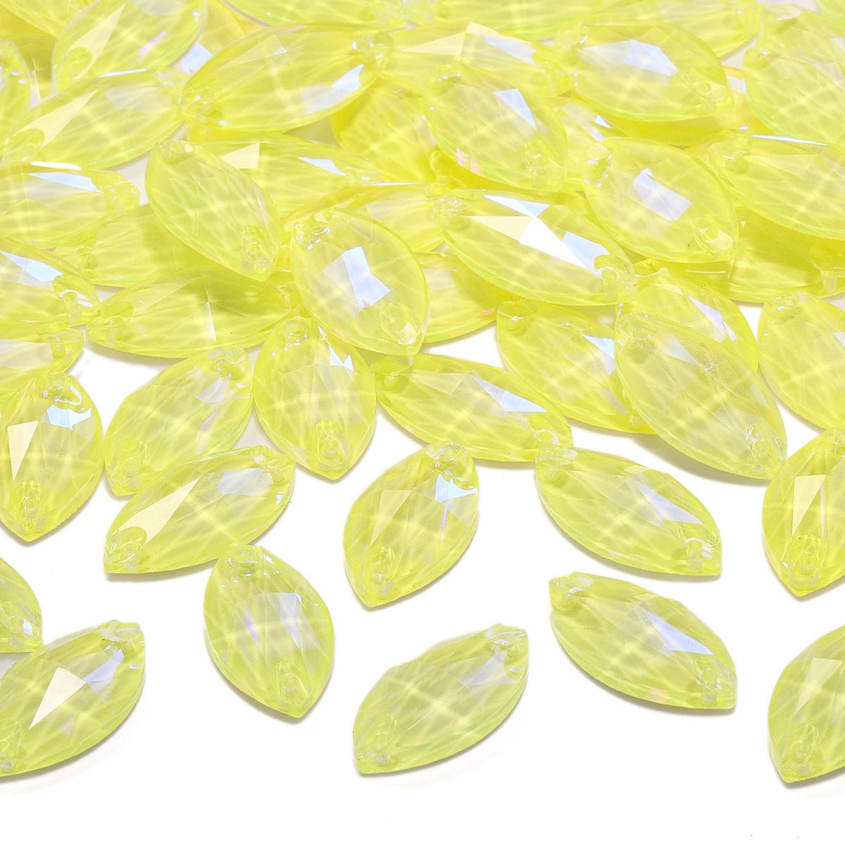 Electric Neon Light Topaz Navette Shape High Quality Glass Sew-on Rhinestones WholesaleRhinestone