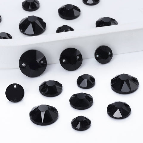 Mixed Sizes Jet XIRIUS Round Shape High Quality Glass Sew-on Rhinestones WholesaleRhinestone 메인 이미지