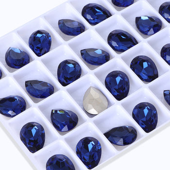 Montana Pear Shape High Quality Glass Pointed Back Fancy Rhinestones WholesaleRhinestone