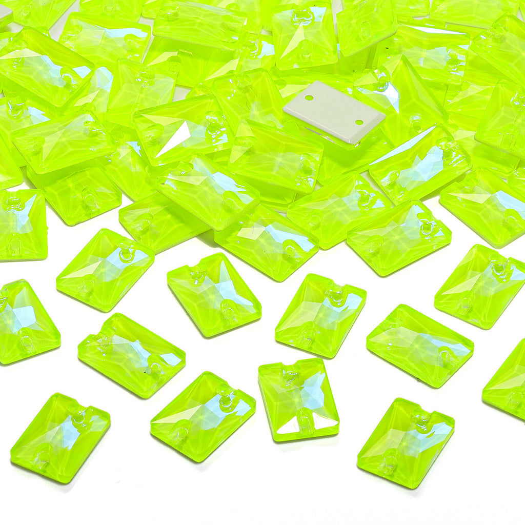 Electric Neon Jonquil Rectangle Shape High Quality Glass Sew-on Rhinestones WholesaleRhinestone