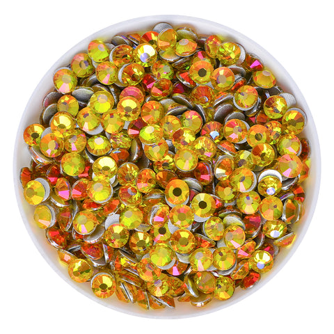 Citrine Light Glass FlatBack Rhinestones Silver Back