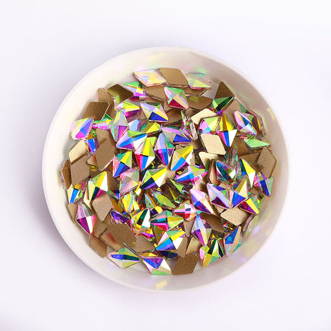 Rhombus Shape Crystal AB Flat Back Fancy Rhinestones