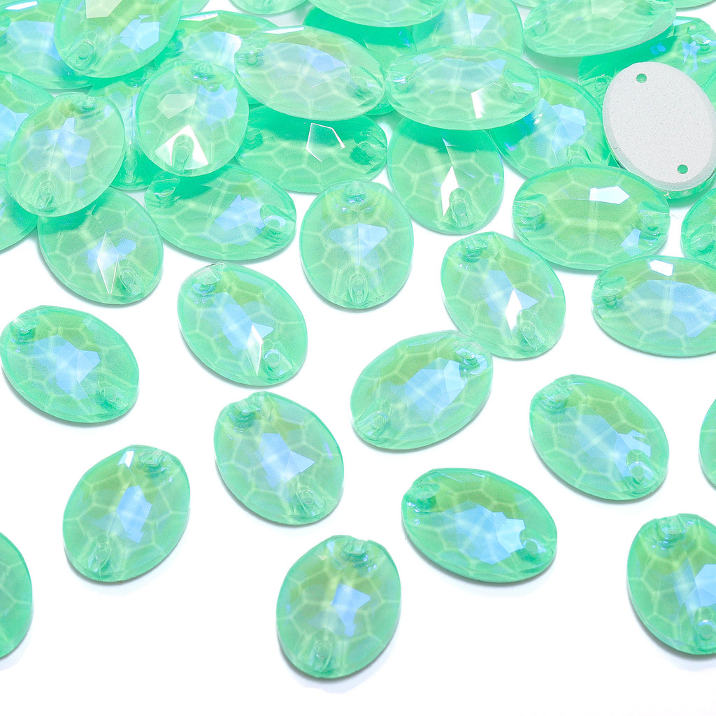 Electric Neon Greenwrap Oval Shape High Quality Glass Sew-on Rhinestones WholesaleRhinestone