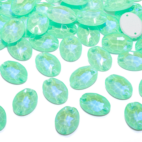 Electric Neon Greenwrap Oval Shape High Quality Glass Sew-on Rhinestones WholesaleRhinestone