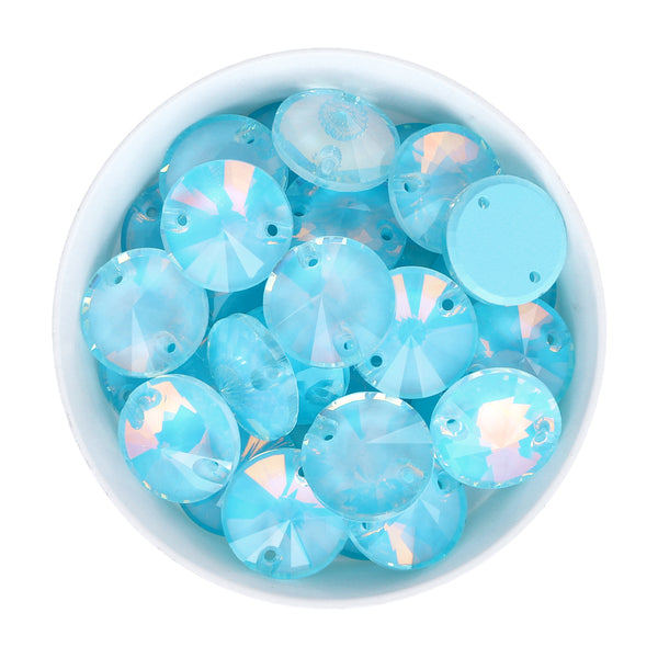 Aquamarine AM Rivoli  Shape High Quality Glass Sew-on Rhinestones WholesaleRhinestone
