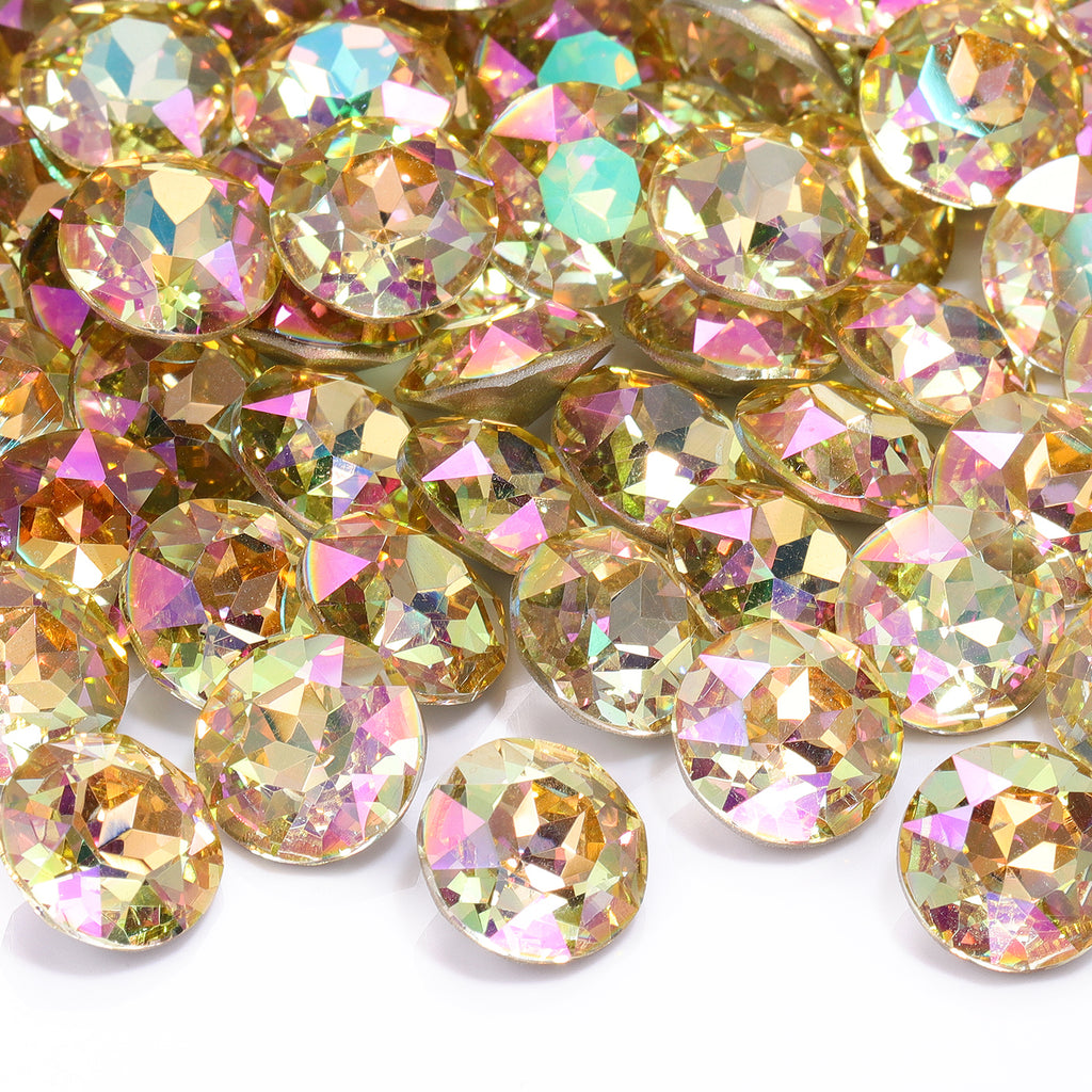 Luminous Green Gemstone Flower Shape High Quality Glass Pointed Back Fancy Rhinestones WholesaleRhinestone
