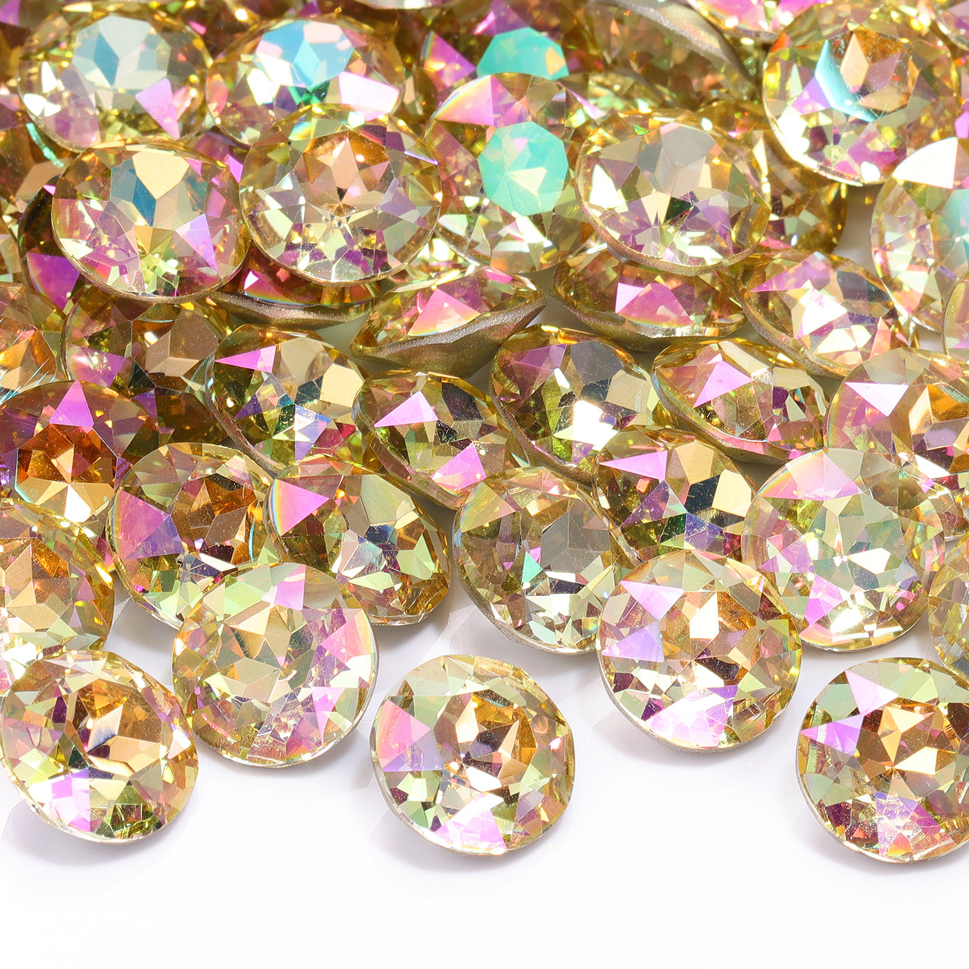 Luminous Green Gemstone Flower Shape High Quality Glass Pointed Back Fancy Rhinestones WholesaleRhinestone