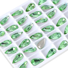 Peridot Teardrop Shape High Quality Glass Pointed Back Fancy Rhinestones