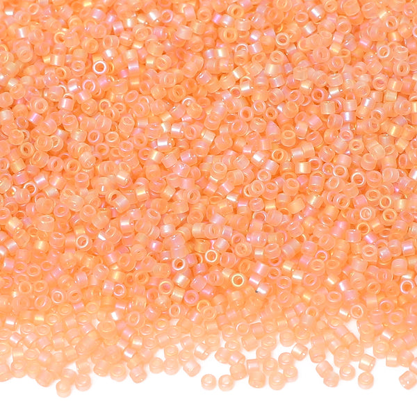 Transparent Rainbow Apricot Color Hight Quality Glass Cylinder Seed Beads 1.6 MM Size BS1027