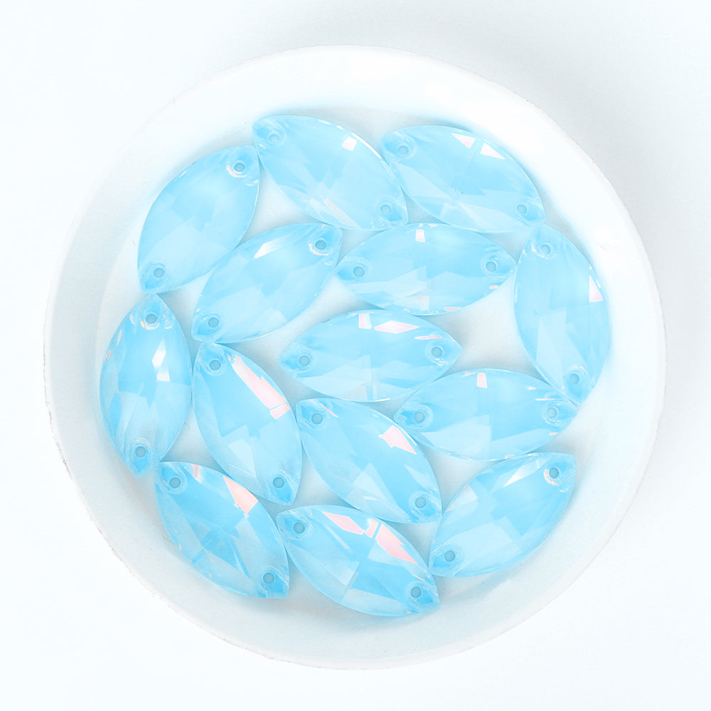 Aquamarine AM Navette Shape High Quality Glass Sew-on Rhinestones Secondary image